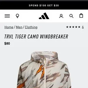adidas Jackets Coats Trvl Tiger Camo Windbreaker Poshmark